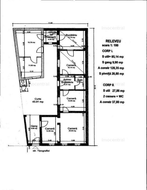 Vanzare teren cu casa demolabila Ultracentral