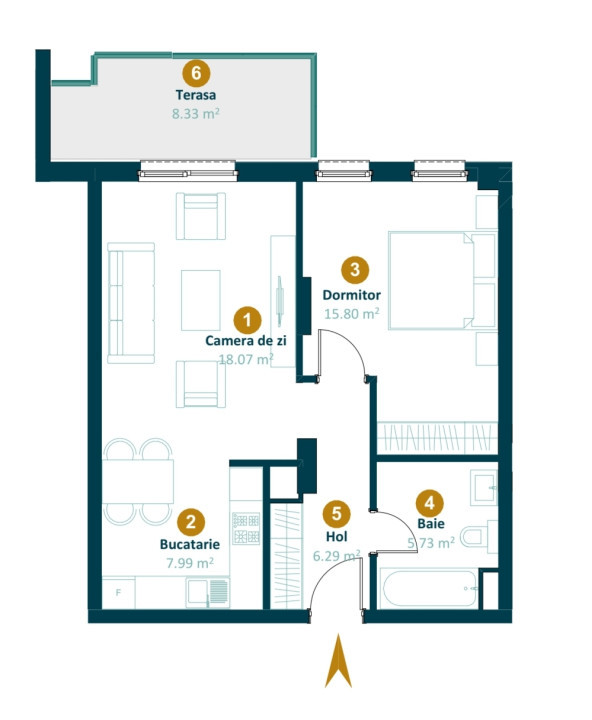 Apartament modern cu 2 camere - parcare subterana optional